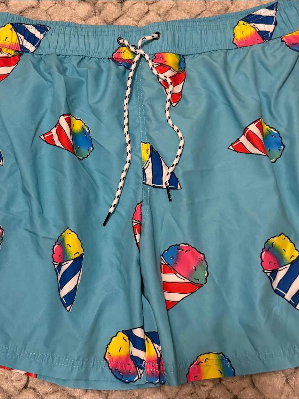 Maui and Sons Light Blue Swim Trunks with Multicolor Snow Cone Print